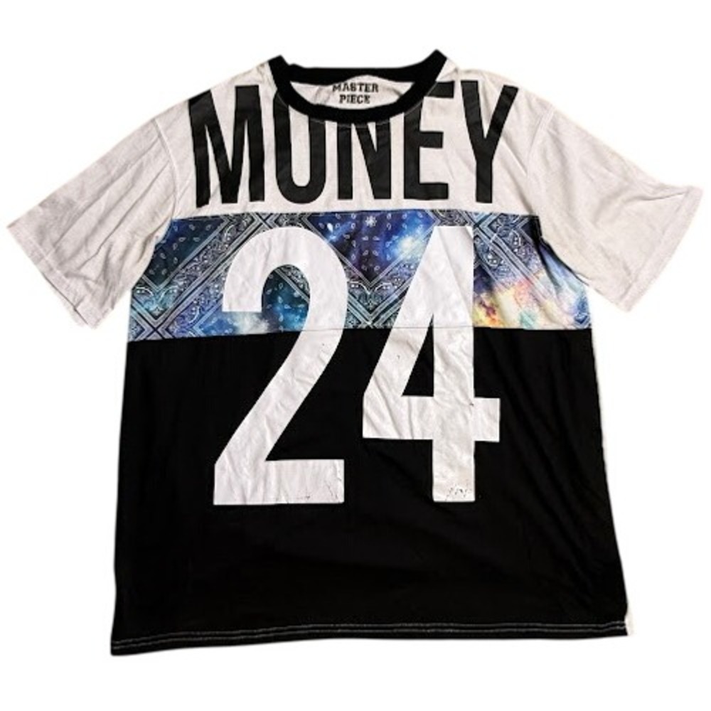 Master Piece Mens Money 24 Graphic T-Shirt XXL White Black Paisley Streetwear